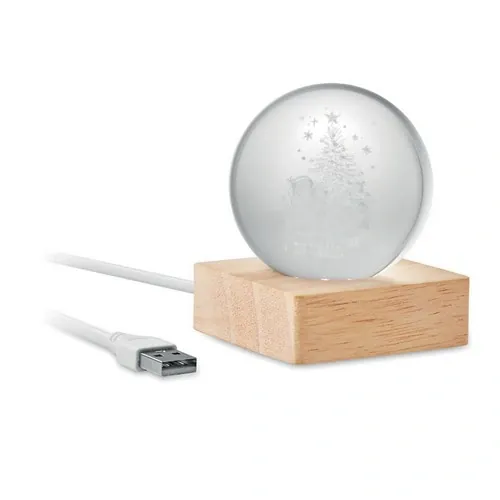 Adorno bola cristal Navidad con luz LED ref CX1541 - Open Madera