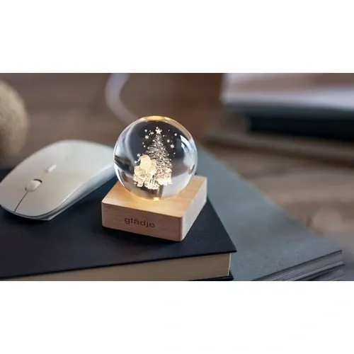 Adorno bola cristal Navidad con luz LED ref CX1541 - Printed Madera