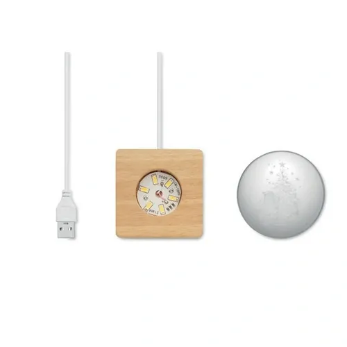 Adorno bola cristal Navidad con luz LED ref CX1541 - Side Madera