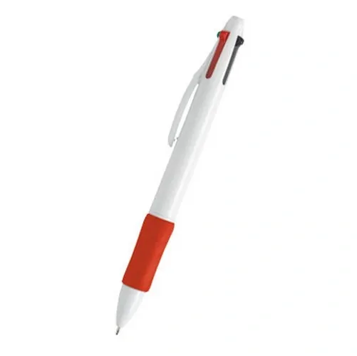 Bolígrafo ABS con cuatro tintas diferentes ref QU11 - Rojo
