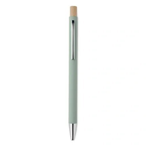 Bolígrafo reciclado de aluminio con pulsador de bambú ref MO2309 - Back Verde Menta