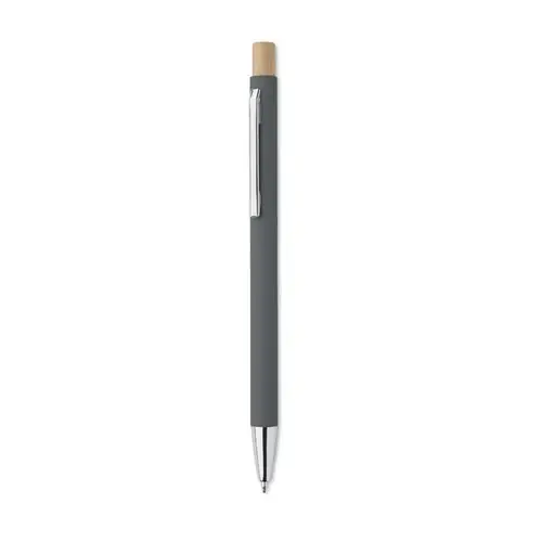 Bolígrafo reciclado de aluminio con pulsador de bambú ref MO2309 - Gris Piedra