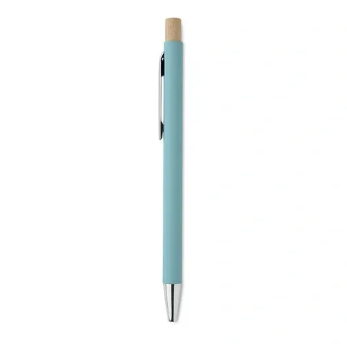 Bolígrafo reciclado de aluminio con pulsador de bambú ref MO2309 - Side Azul Bebe