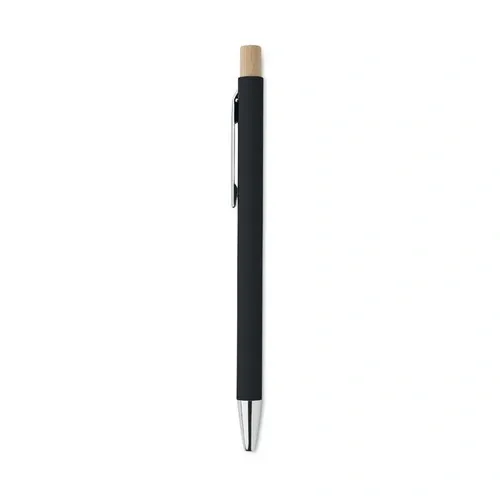 Bolígrafo reciclado de aluminio con pulsador de bambú ref MO2309 - Side Negro