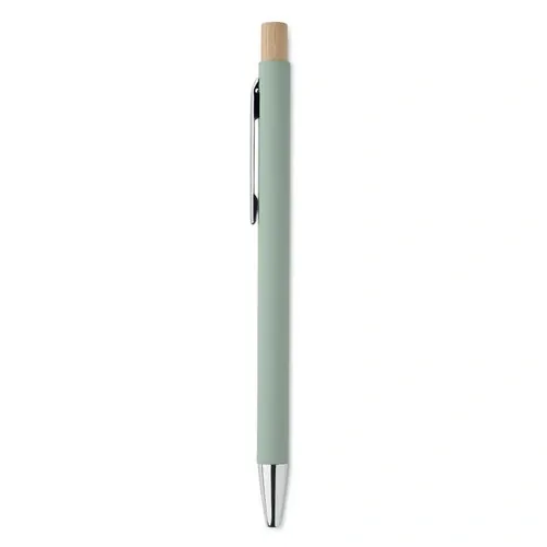 Bolígrafo reciclado de aluminio con pulsador de bambú ref MO2309 - Side Verde Menta