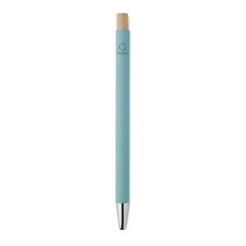 Bolígrafo reciclado de aluminio con pulsador de bambú ref MO2309 - Top Azul Bebe