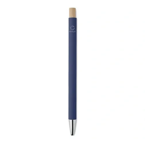 Bolígrafo reciclado de aluminio con pulsador de bambú ref MO2309 - Top Azul