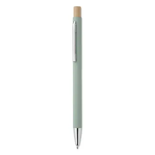 Bolígrafo reciclado de aluminio con pulsador de bambú ref MO2309 - Verde Menta