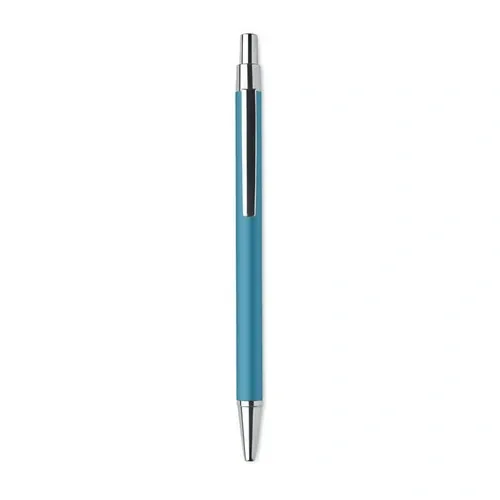 Bolígrafo reciclado con pulsador y tinta azul ref MO6560 - Open Turquesa