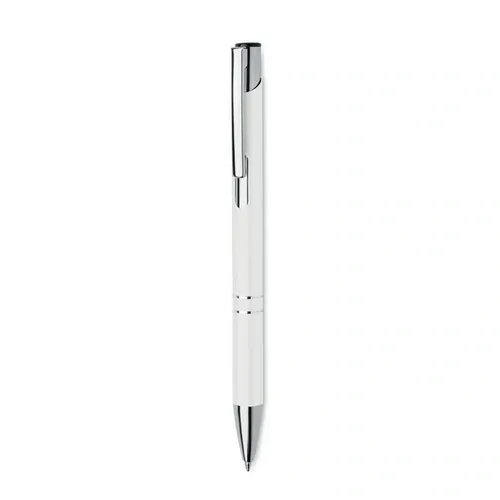 Bolígrafo reciclado de aluminio con pulsador tinta azul ref MO6561 - Blanco