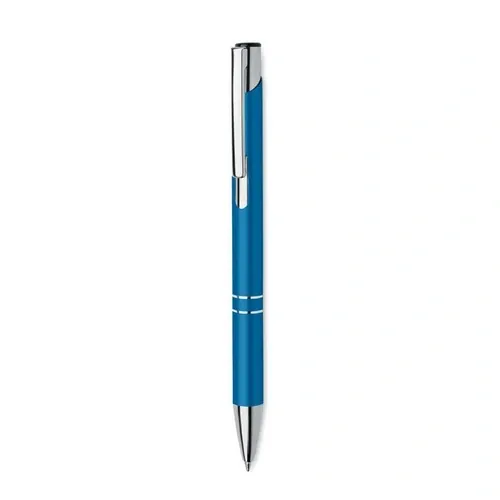 Bolígrafo reciclado de aluminio con pulsador tinta azul ref MO6561 - Front Turquesa