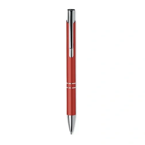 Bolígrafo reciclado de aluminio con pulsador tinta azul ref MO6561 - Open Rojo