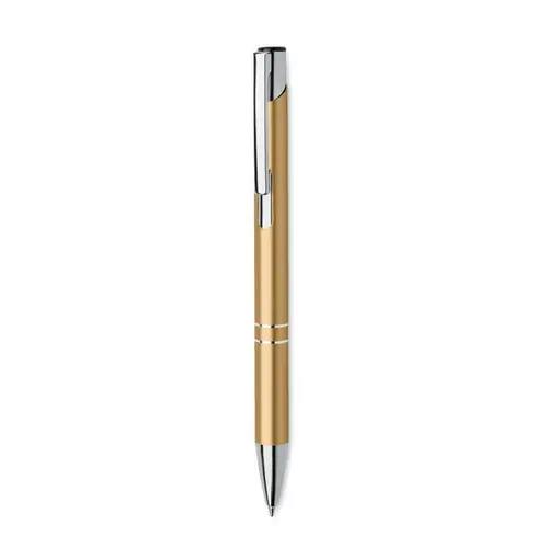 Bolígrafo reciclado de aluminio con pulsador tinta azul ref MO6561 - Oro