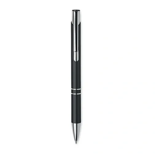 Bolígrafo reciclado de aluminio con pulsador tinta azul ref MO6561 - Side Negro