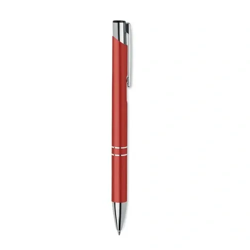 Bolígrafo reciclado de aluminio con pulsador tinta azul ref MO6561 - Side Rojo