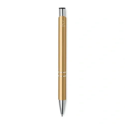 Bolígrafo reciclado de aluminio con pulsador tinta azul ref MO6561 - Top Oro