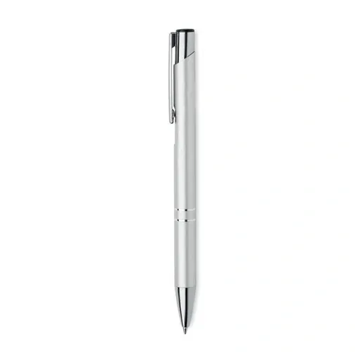 Bolígrafo reciclado de aluminio con pulsador tinta azul ref MO6561 - Top Plata