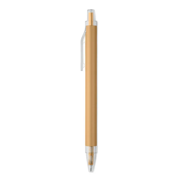 Bolígrafo de aluminio reciclado Nosta personalizable ref mo3185 - Dorado Mate Abierta