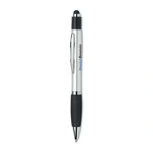 Bolígrafo Stylus reciclado con función giratoria antiestrés ref MO2573 - Negro Printed