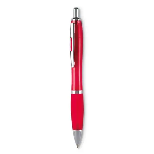 Bolígrafo automático con puntera blanda tinta negra ref KC3314 - Rojo Transparente
