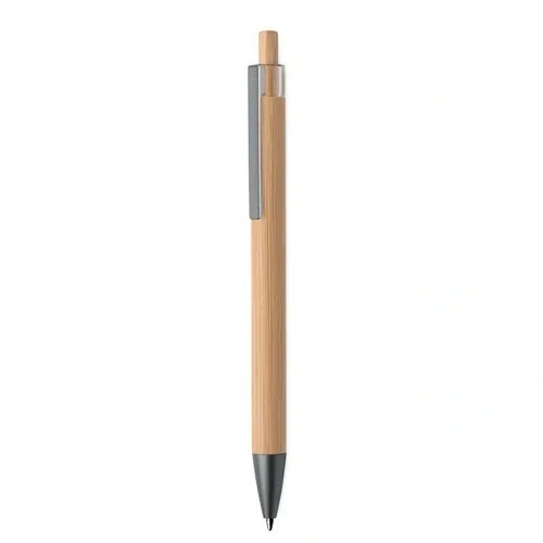 Bolígrafo de Bambú con Pulsador y Clip Metálico ref MO2595 - Madera
