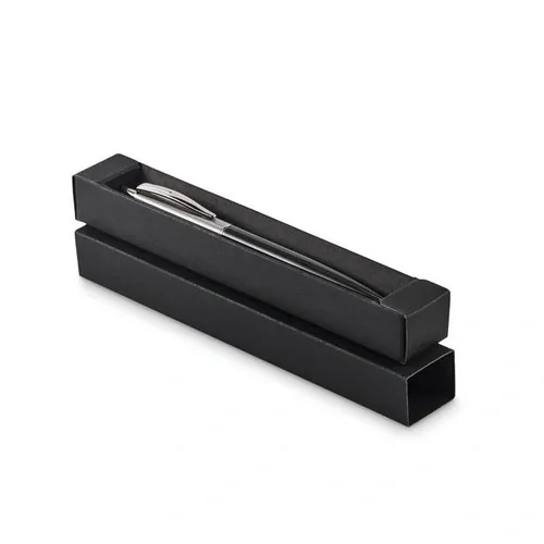Bolígrafo de acero reciclado con pulsador en estuche ref MO2640 - Negro