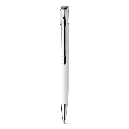 Bolígrafo de aluminio con acabado de goma tinta azul ref 81192 - Blanco 01