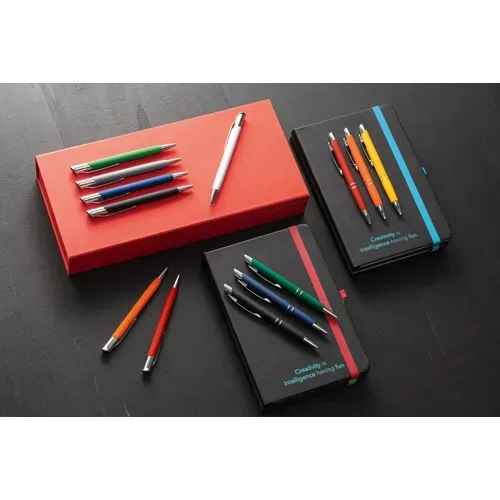 Bolígrafo de aluminio con acabado de goma tinta azul ref 81192 - Principal 02