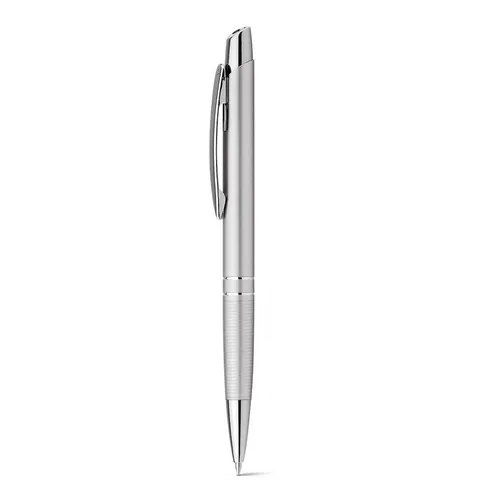 Bolígrafo de aluminio con clip escritura azul ref 11082 - Cromado Satinado