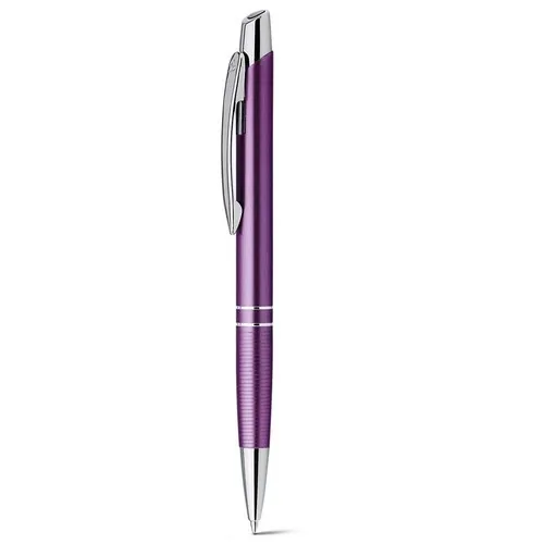 Bolígrafo de aluminio con clip escritura azul ref 11082 - Morado