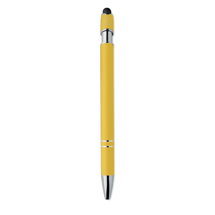 Bolígrafo de aluminio gomoso personalizable y ecológico ref MO2798 - Amarillo Arriba