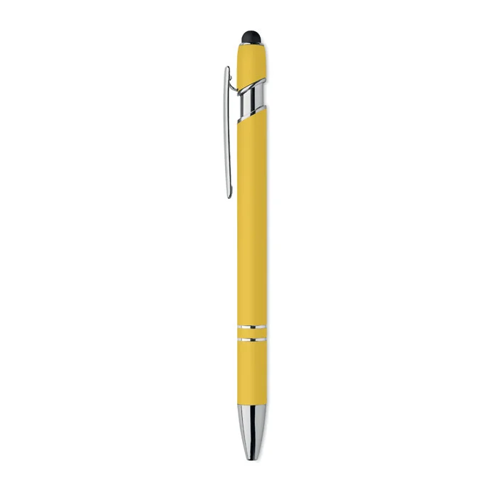 Bolígrafo de aluminio gomoso personalizable y ecológico ref MO2798 - Amarillo Side
