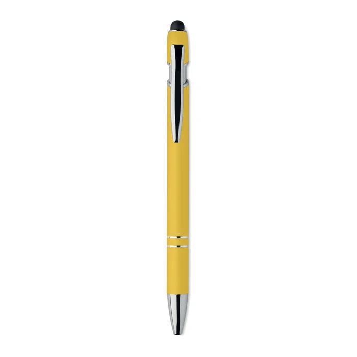 Bolígrafo de aluminio gomoso personalizable y ecológico ref MO2798 - Back Amarillo