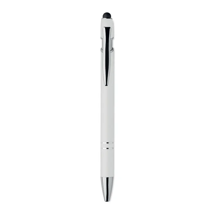 Bolígrafo de aluminio gomoso personalizable y ecológico ref MO2798 - Back Blanco