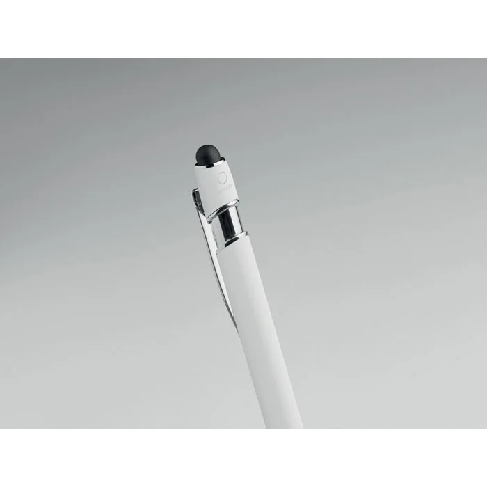 Bolígrafo de aluminio gomoso personalizable y ecológico ref MO2798 - Blanco 00