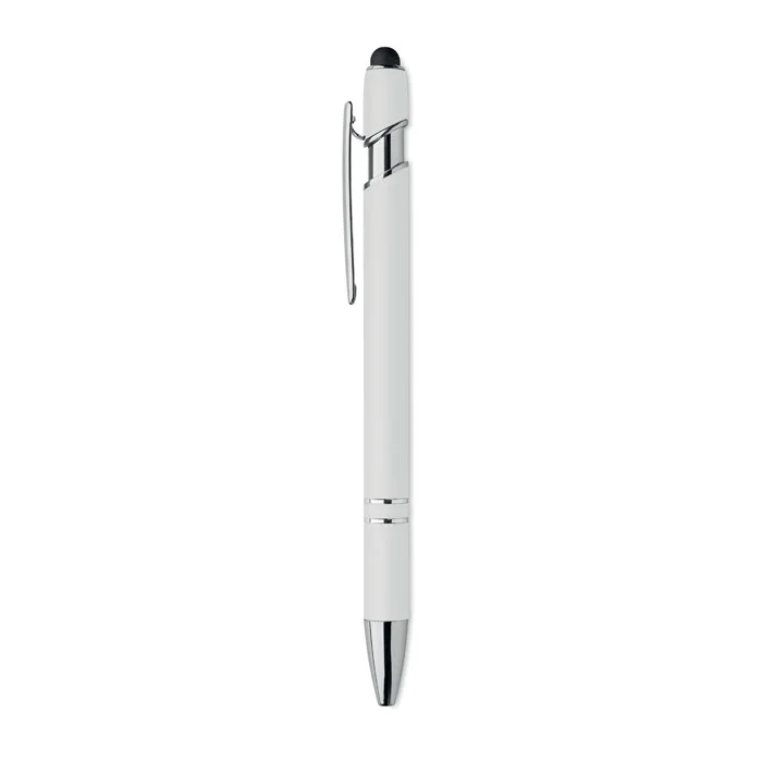 Bolígrafo de aluminio gomoso personalizable y ecológico ref MO2798 - Blanco Side