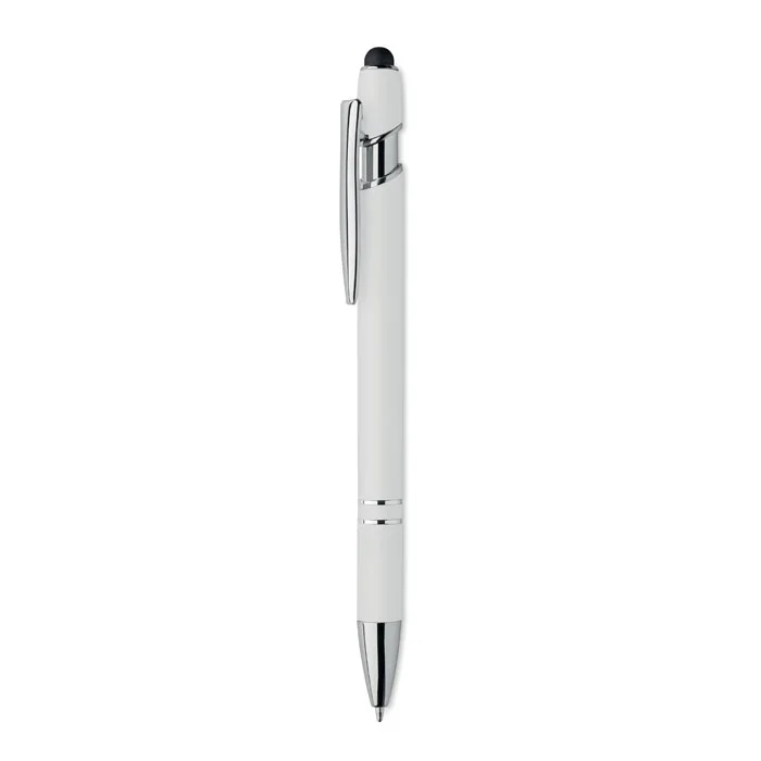Bolígrafo de aluminio gomoso personalizable y ecológico ref MO2798 - Blanco