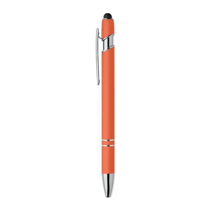 Bolígrafo de aluminio gomoso personalizable y ecológico ref MO2798 - Naranja Side