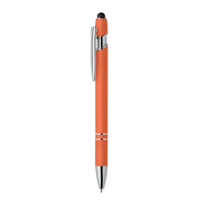 Bolígrafo de aluminio gomoso personalizable y ecológico ref MO2798 - Naranja