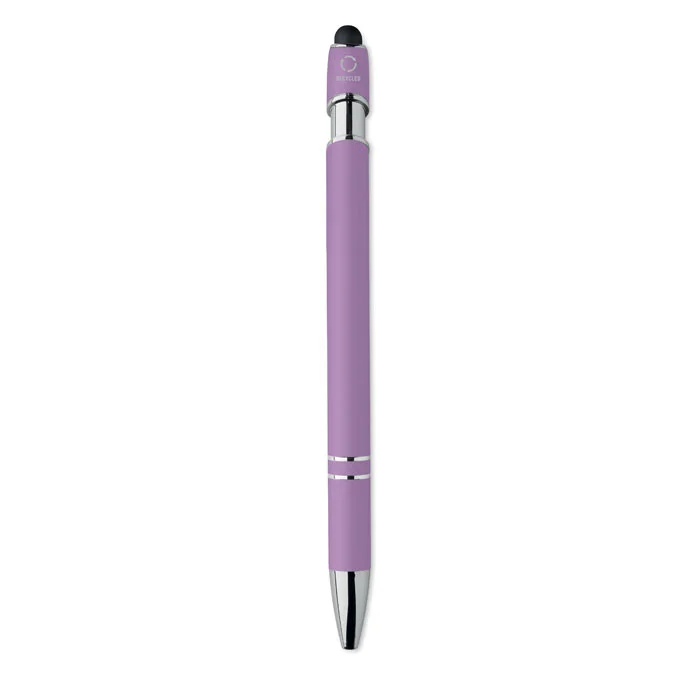 Bolígrafo de aluminio gomoso personalizable y ecológico ref MO2798 - Violeta Arriba