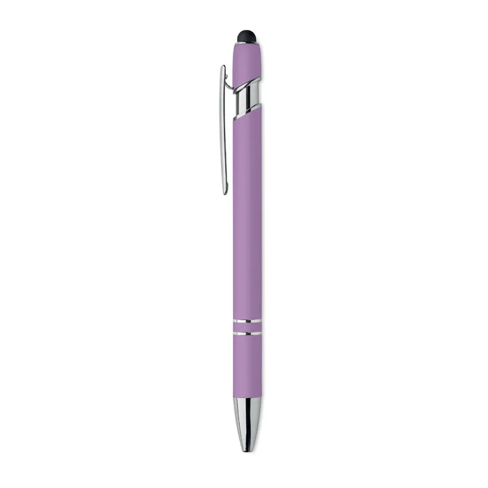 Bolígrafo de aluminio gomoso personalizable y ecológico ref MO2798 - Violeta Side