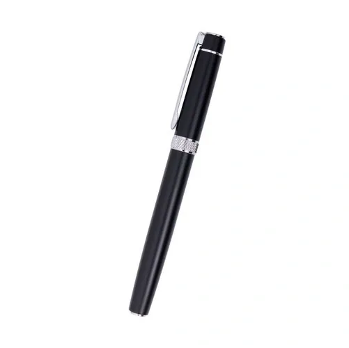 Bolígrafo de aluminio negro con diseño cilíndrico ref TR46