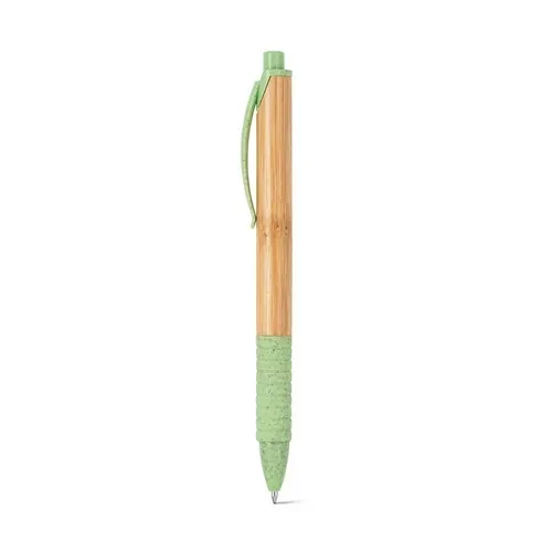 Bolígrafo de bambú con clip antideslizante tinta azul ref 81013 - Verde Claro