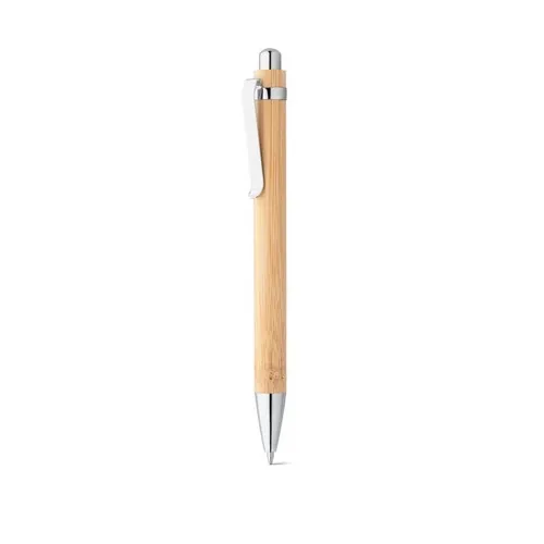 Bolígrafo de bambú con clip metálico escritura azul ref 81163 - Natural 03