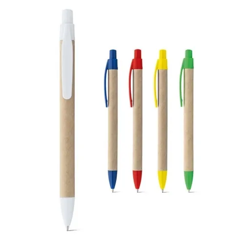 Bolígrafo de papel kraft con clip tinta azul ref 91628 - 00
