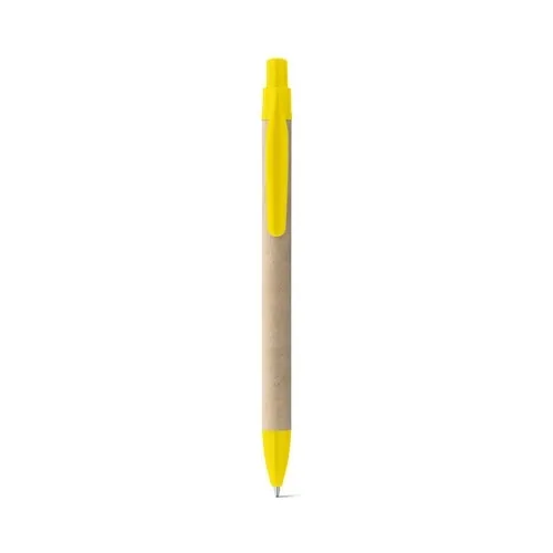 Bolígrafo de papel kraft con clip tinta azul ref 91628 - Amarillo 01