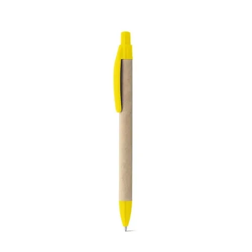 Bolígrafo de papel kraft con clip tinta azul ref 91628 - Amarillo 02