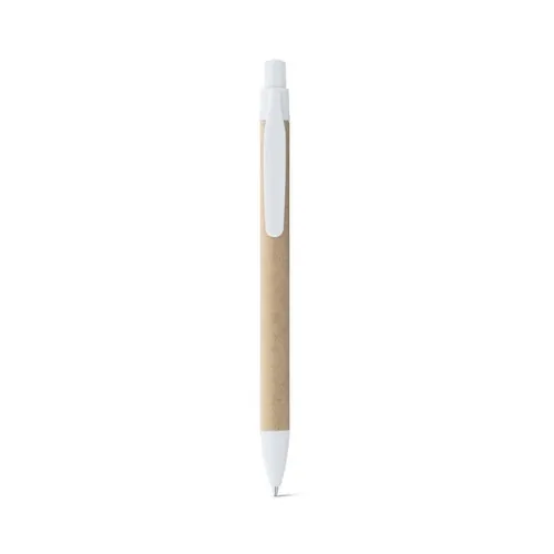 Bolígrafo de papel kraft con clip tinta azul ref 91628 - Blanco 01