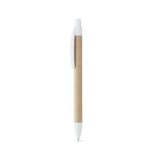 Bolígrafo de papel kraft con clip tinta azul ref 91628 - Blanco 02