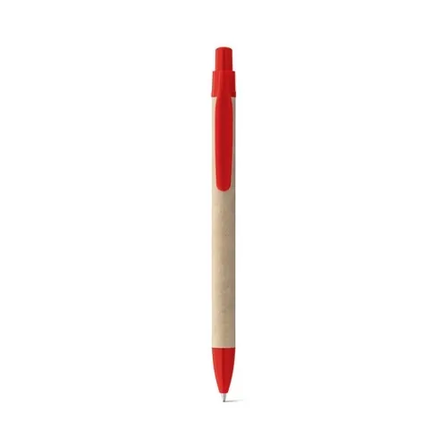 Bolígrafo de papel kraft con clip tinta azul ref 91628 - Rojo 01